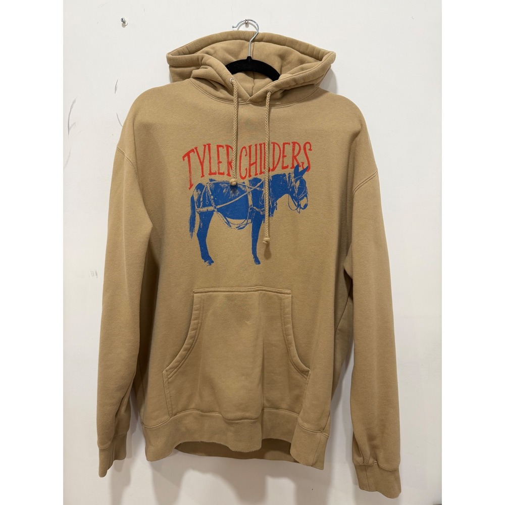 Tyler Childers Mule Graphic Hoodie Tan Khaki Concert Merch Pullover Large